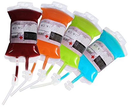 Yosoo 350 ml Contenitore per Bevande di qualità Alimentare PVC Anti-Perdite Halloween Sangue Bere Borracce Bevande Sacca per Infusione Regalo (4 Pezzi)