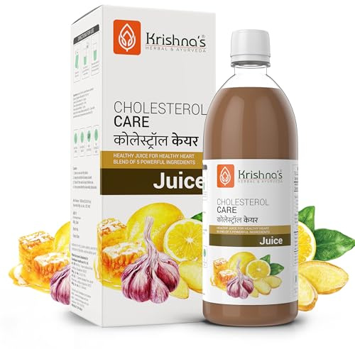 Krishna, succo di colesterolo, 500 ml, contiene miele con mela, zenzero, aglio senza zucchero, bevanda salutare