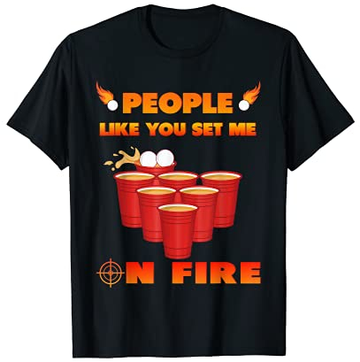On Fire Beer Pong Lustig Bierpong Champion Team Damen Herren T-Shirt