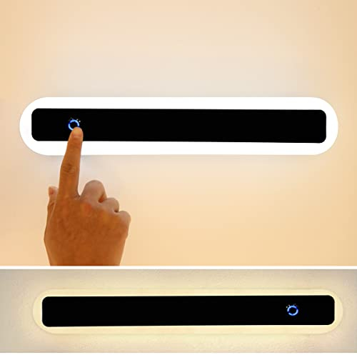 ACMHNC Lampe Miroir Salle de Bain, 40cm LED Applique Salle de Bain avec Interrupteur, Dimmable Tactile 3000k/4000k/6000k, IP44, 14W, Moderne Noir Mat, Sans Scintillement
