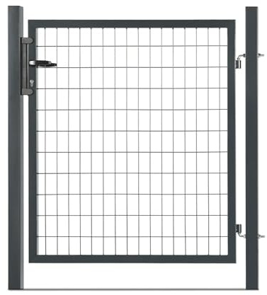 Easy Cloture Portillon grillagé en Acier galvanisé Maille 100 x 50 L 1m20 x H 1m50 Gris Anthracite - Porte de Jardin - Clôture de Jardin avec Serrure et poignée