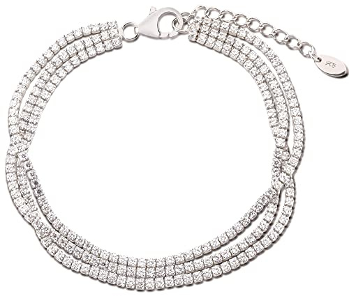 Schöner-SD Tennisarmband dreireihig 925 Silber mit Zirkonia