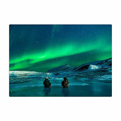 Vero Home 17970 Glas-Schneidebrett | Motiv Natur Polarlichter | rutschfest, kratzfest und lebensmittelecht | Maße: 39 x 29 cm