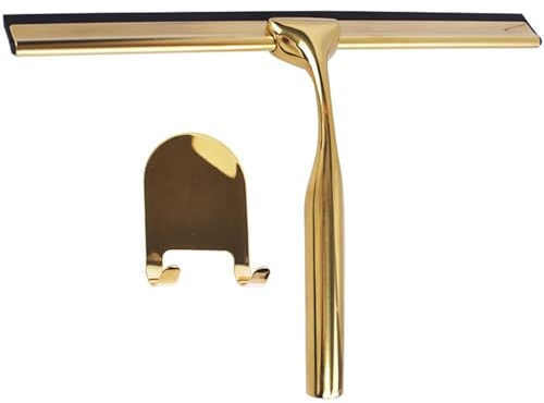 Duschabzieher Edelstahl Glasfensterabzieher Rutschfester Klingengriff FüR BadezimmertüRspiegel Autoglas Gold 25x16,5cm