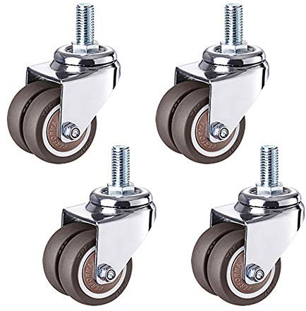 40 mm Doppelrollen, Lenkrollen, Bolzen, M8 x 25 mm, 50 kg, TPE-Gummi, Ersatzrollen für Bürostuhl, Rollen, robuste Möbelwagen, Lenkrollen mit Bremse (4 Stück ohne Bremse)