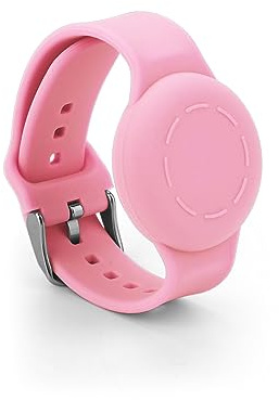 Barnarmband för Airtag, Vattentätt Silikonarmband för Barn Justerbart Mjukt Klockband för Airtag för Småbarn GPS-Spårningsmärkning (Rosa)
