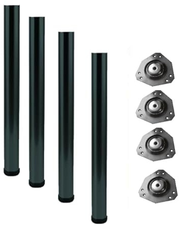 AZERODESIGN- Patas para Muebles- Pack 4 Patas de Mesa-para Mesa Escritorio- Redonda de 60mm de diámetro, Medidas de Largo 65cm,71cm,83cm y 87 cm,-Patas Mueble- Montaje Tornillos Base atornillable