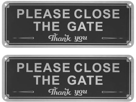 eMagTech Lot de 2 panneaux à suspendre en aluminium avec inscription « Please Close the Gate » - 250 mm x 90 mm x 1 mm - Pour intérieur et extérieur - Portes avant et arrière