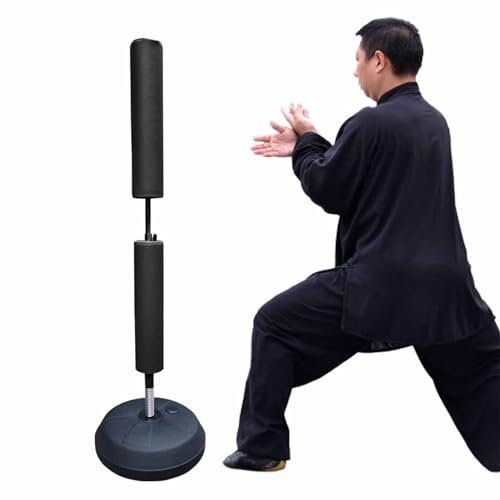 Wing Chun Dummy, verstellbare Federflor-Dummies, bodenstehender Trainingsdummy mit Sockel, Box-Übungstrainer-Aufsatz, Indoor-Outdoor-Kung-Fu-Trainingsgerät