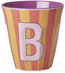 VARZI Selección Papelería 1956 Arroz Vaso Melamina Letra B Rayas Naranja