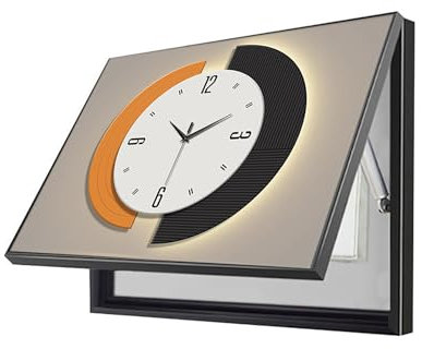 YLME Lichtmesser-Abdeckung für Schalttafeln mit Uhr, zum Verstecken von Gemälden, Schalttafel-Abdeckung, Moderner Schaltkasten, Heimdekoration,Flip up,60×50×6 cm