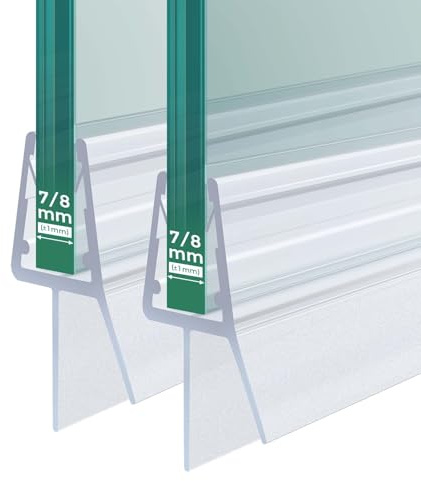 S'AFIELINA Guarnizione Doccia Sottoporta 2x100 cm 7-8 mm | Guarnizione Box Doccia per Porte in Vetro, Barra Inferiore Antigocciolamento, Facile da Installare