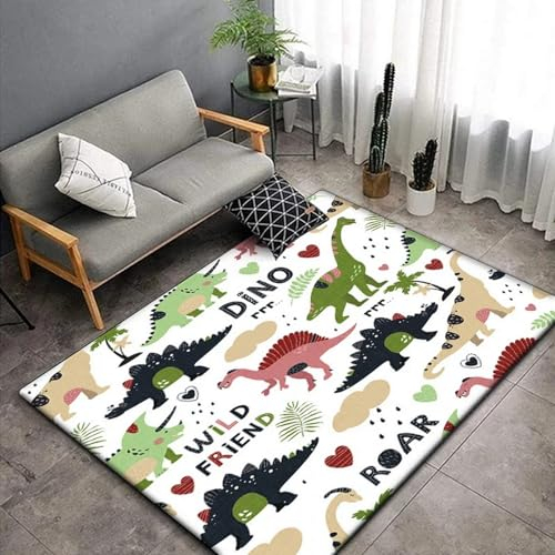 3D Teppich Kinder Jungen Groß Kinderzimmer Gaming Teppich Schlafzimmer Dekoration Wohnzimmer Kurzflor Krabbelmatte Modern Weich Kinderteppiche Waschbarer Tier-Cartoon-Dinosaurier 200 X 300 C -9O2A-X2