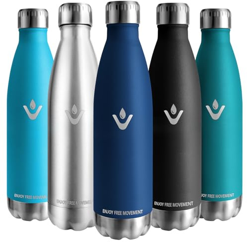 Vikaster Botella agua termica, 1000ml Botella agua acero inoxidable, Mantener 12H Caliente/24 Frío, Termo Sin BPA, Botella termica Niños, Adultos, Deporte, Oficina, Exteriores