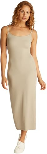 Calvin Klein Donna Abito Attillato Logo Elastic Strappy Slim Fit, Beige (White Pepper), XS