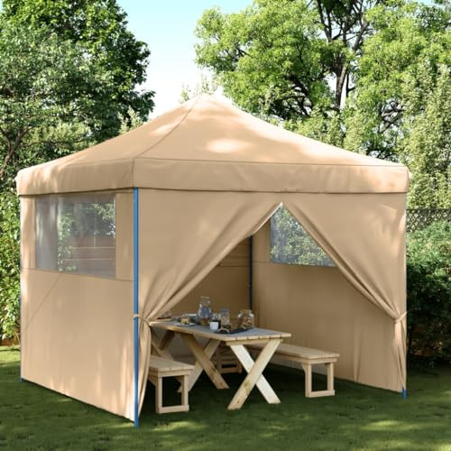 Partyzelt Faltbar Pop-Up mit 4 Seitenteilen Beige, CIADAZ Festzelt, Pavillion, Bierzelt, Garten Party Zelt, Gartenzelt, Grillpavillon - 4004928