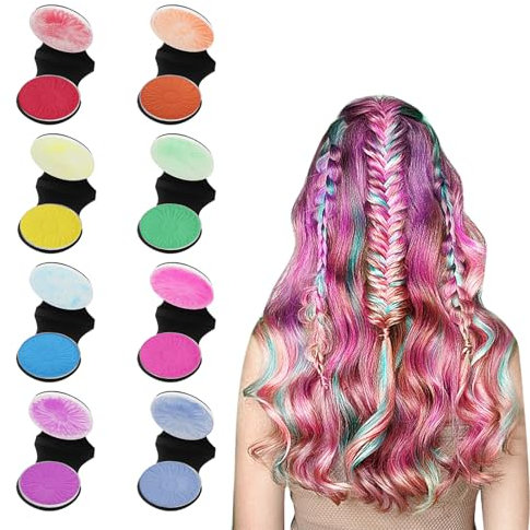 Horuili® 8 Farben Haarkreide, Einweg-Haarfärbepulver, Temporäre Haarfarbe, Auswaschbare Haarfärbepulver, für Halloween, Weihnachten, Cosplay, Party