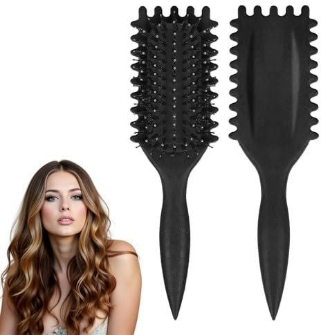 Cepillo Bounce Multifuncional para Rizos - Styling Define, Definición Verde, para Cabello Rizado Peinar (Negro)