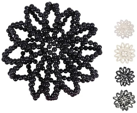 Netproshop Elegantes Haarnetz für Dutt, Knoten Haarnetz Pearl für festliches Outfit Hochzeiten, Farbe:Schwarz