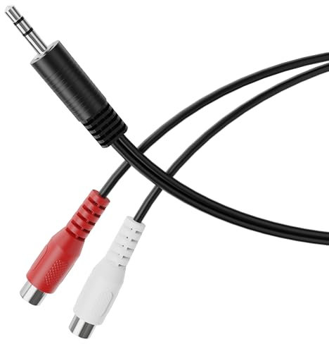 HDSupply Audio Divider, Cable Adaptador Y, Conector Jack Aux 3.5 mm to 2 x RCA Cinch Plug, for Altavoces, Subwoofer, Sound Bar, TV, Coche, Radio, Smartphone, Tablet,