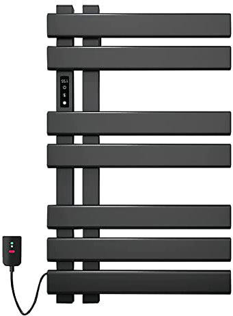 Scaldasalviette riscaldato Smart WiFi con termostato per Alexa e Google Home scaldasalviette elettrico 450x720 mm pannello nero scaldasalviette per bagno