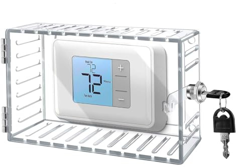 Plyisty Thermostat Lock Box with Key, Clear Acrylic Thermostat Cover for Thermostat on Wall, AC Lock Box Cover Fits Thermostats 7.28x4.72x2.48 or Smaller