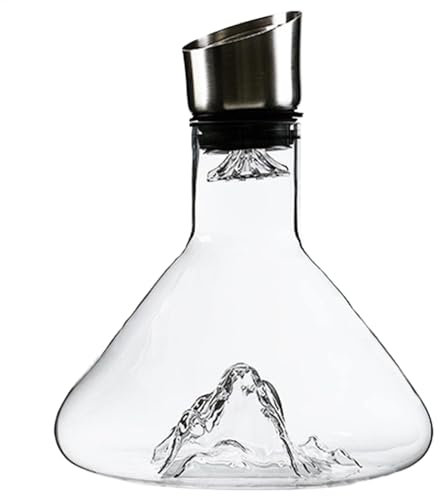 Decanter per vino, caraffa per vino in vetro, decanter per vino da 1500 ml, decanter per vino integrato, aeratore manuale per vino, decanter per vino rosso e bianco con dispenser