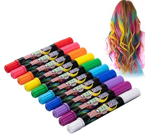 Haarkreide Kinder 10 Stück Haare Färben Kinder,Haarkreide für Mädchen Ungiftig und Waschbar Haarkreide für Kinder,Haarkreide für Mädchen Set Geeignet für Halloween,Weihnachtsfeiern