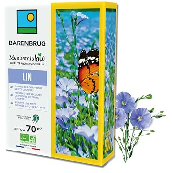 BARENBRUG - Lin BIO - Éloigne les Doryphores des Cultures - 500G | Protège les Récoltes - Évite les Insecticides - Fleurit le Potager - Fabriqué en France