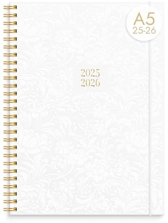 Burde Senator A5 Story Blanche 2025/2026, Agenda A5 à Spirales – Organiseur Compact & Élégant, Planning Scolaire & Professionnel Daté, Journal Hebdomadaire, Couverture Rigide