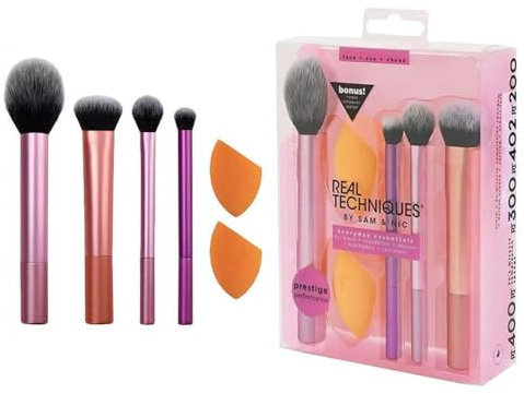 Everyday Essentials Makeup-Pinselset + Kosmetikschwamm-Set