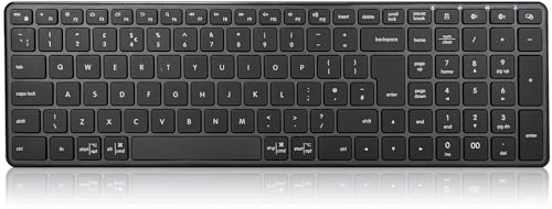 Wireless Bluetooth Keyboard,USB+BT×2,Multi-Device Ultra Slim Quiet PC Computer Compact Keyboards,Number Pad,Plug&Play,Lag-Free Ergo,Keyboard for iPad,Mac,Windows,Laptop,Tablet,Smart TV,Phone-QWERTY
