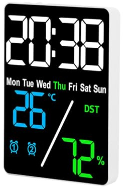pumpumlia Reloj despertador, estaciones meteorológicas, reloj digital, monitores de temperatura de humedad para uso comercial en interiores, uso doméstico