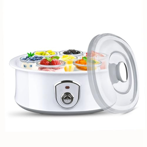 Harewtwy Automatic Yogurt Maker with 7 Glass Jars Mini Electric Yogurt Maker Enzyme Fermenter Natto Rice Wine Ferment Machine UK Plug