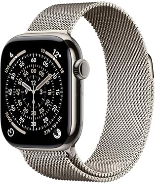 Apple Watch Series 11 GPS + Cellular 42mm Smartwatch with Natural Titanium Case with Natural Milanese Loop. Sleep Score, Fitness Tracker, Health Monitoring, Always-On Display, Water Resistant