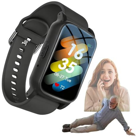 Fall Detection Watches for Seniors with 4G Gps and Fall Detection - Smart Watch for Seniors, Sos Emergency Call Watch for Men and Women(Black)