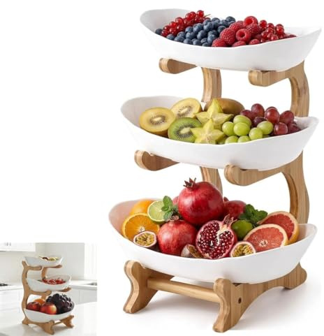 Zbozzba Frutero, estante de madera de tres niveles