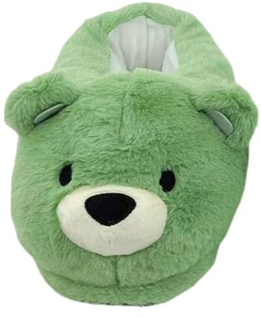 budiniao Damtofflor Novelty Inomhus Plysch Pälsiga Tofflor Fötter Varma Lätta Mysiga Och Bekväma Husskor Novelty Inomhus Halkfria Djur, Grön, Sullängd 28 cm