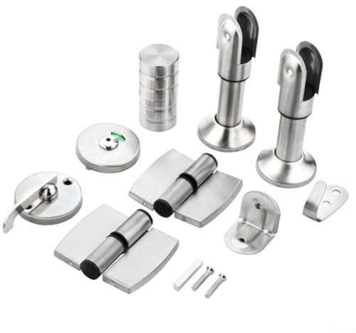Set di ferramenta per bagno in acciaio inox con cerniera a perno e gancio per un'installazione sicura del bagno (a destra)