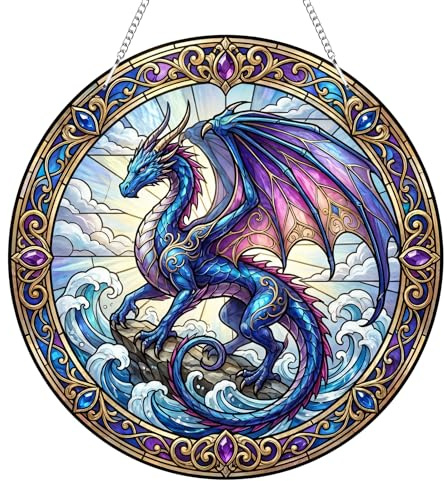Dragon Suncatchers for Windows Hanging, Fourth Merch Wing Sun Catcher, Stained Glass Window Hanging Ornament, Acrylic Sun Catchers Indoor Window for Garden, Home, Indoor, Outdoor Decor