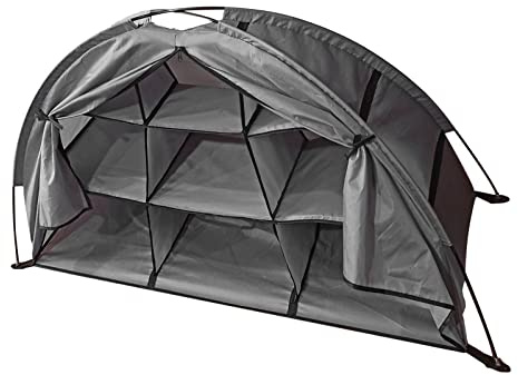 Yinhing Campingskor Tältform Hylla Bärbart Hopfällbart Förvaringsskåp för Camping Grå Stor Kapacitet för Skor Kläder och Dagligen (Hopfällbar)