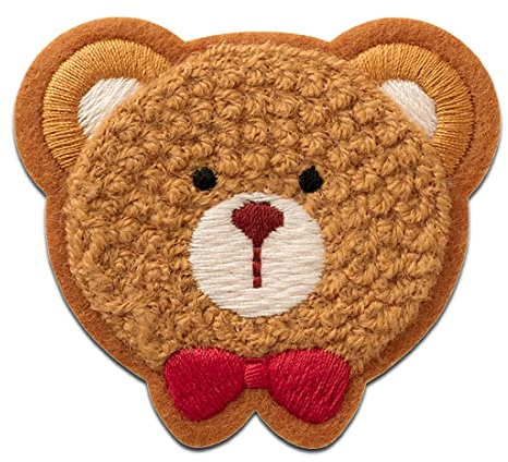 Mono-Quick Mono Quick Teddybär Chenille Aufnäher zum Aufbügeln 5,5 x 6 cm Bügelbild für Kinder Mädchen mit Wildtier Patch, Bügelpatch Patches Bügelflicken