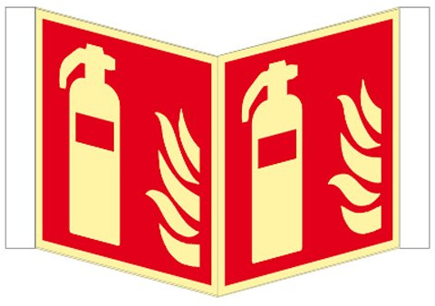 Feuerlöscher - Winkelschild Kunstsoff nachleuchtend ISO 200 x 200 mm