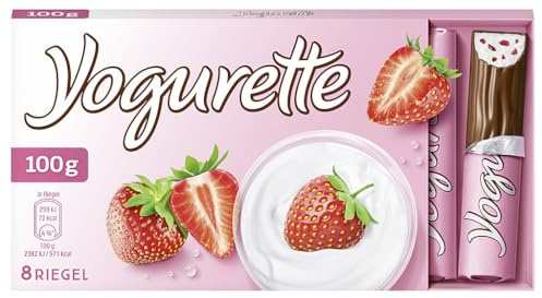 Yogurette Erdbeere Riegel - 8 einzeln verpackte Schokoriegel, 100 g
