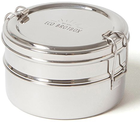 ECO Brotbox | Tiffin Double | runde Lunchbox aus Edelstahl mit 2 Lagen | 800 ml