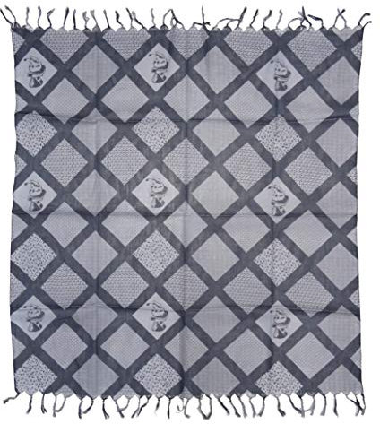 TigerTie Halstuch grau anthrazit blaustich Motiv Zylinder-Totenkopf gemustert mit Fransen