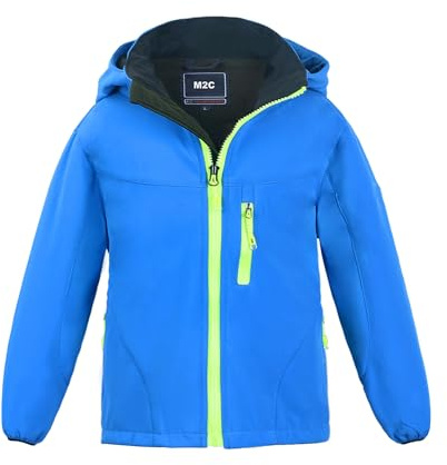 M2C Boys Hooded Waterproof Windbreaker Fleece Lined Softshell Jacket 6-7 Blue