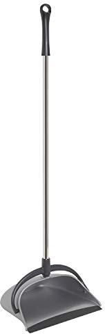 Apex Paletta Alzaimmondizia Ribaltabile con Baffo in Gomma – Manico in Metallo Cromato e Piedino Ferma-Paletta, Facile da Svuotare