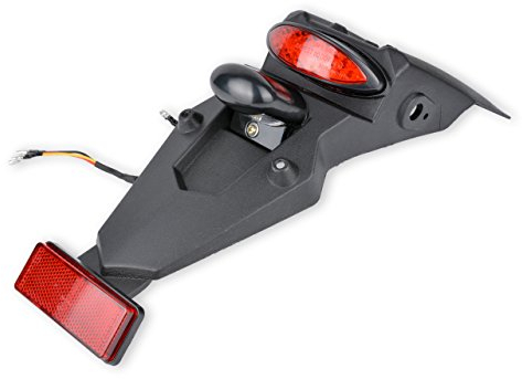 KaTur Garde-boue et feu arrière LED 12 V universel pour moto, avec feu de stop, réflecteur de lumière, pour motocross, moto de sport, moto de Pit Dirt (fumée)