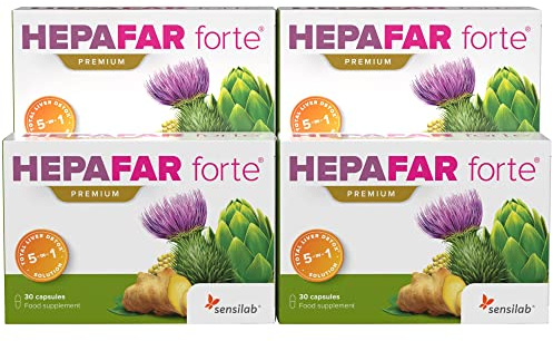 Mariendistel, Artischocke, Löwenzahn Komplex, Vitamin E - Leber Kur - 120 Kapseln hochdosiert für 60 Tage - Patentierte Formel mit hoher Bioverfügbarkeit - Hepafar Forte Premium, Sensilab